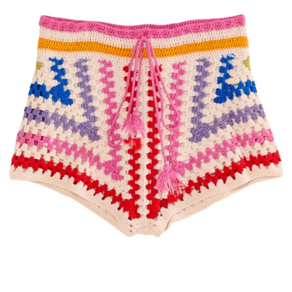 FARM Rio Pants - NWT Farm Rio Rainbow crochet squares shorts multi